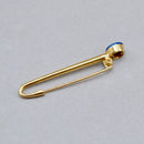 Antique Old European Cut Diamond & Blue Enamel 18ct Gold Safety Pin with Box