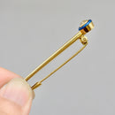 Antique Old European Cut Diamond & Blue Enamel 18ct Gold Safety Pin with Box