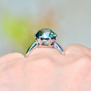 Late Deco Old European Cut Electric Teal Blue Zircon Platinum Solitaire Ring (6.60cts)
