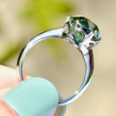 Late Deco Old European Cut Electric Teal Blue Zircon Platinum Solitaire Ring (6.60cts)