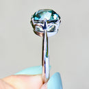 Late Deco Old European Cut Electric Teal Blue Zircon Platinum Solitaire Ring (6.60cts)