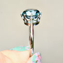 Vintage Blue Zircon 18ct White Gold and Platinum Solitaire Ring (4.15cts)