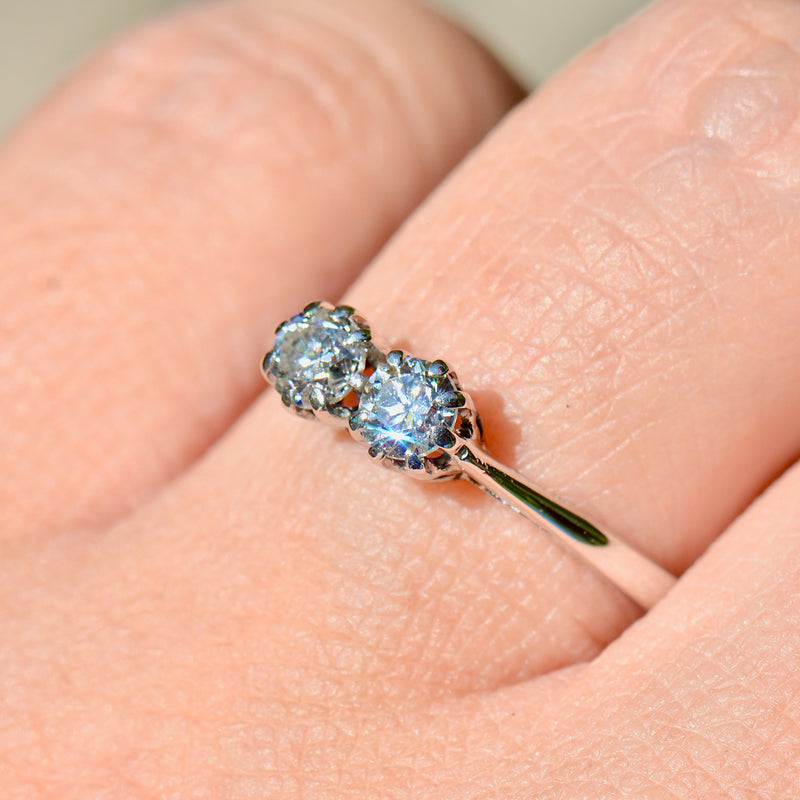 Vintage Toi et Moi Two-Stone Diamond Brilliant Cut 18ct White Gold Ring (0.55ct)