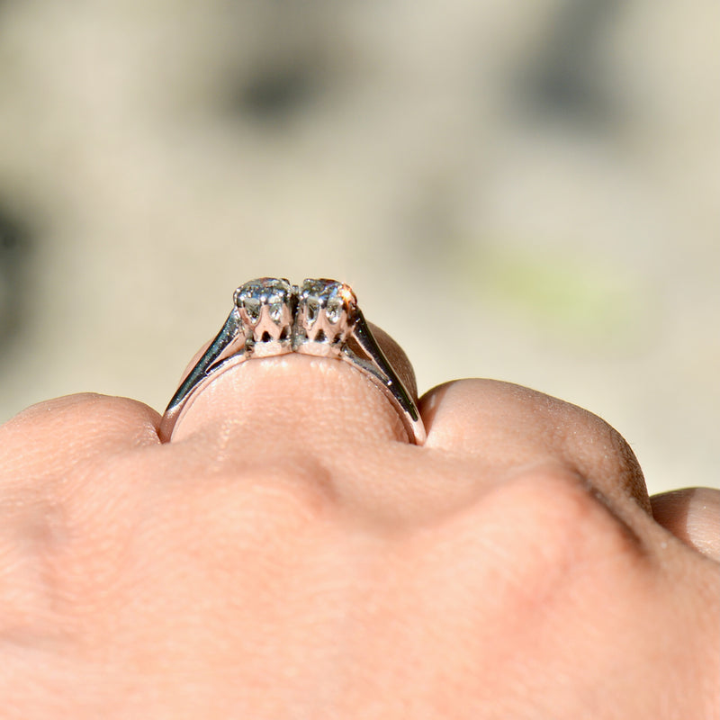 Vintage Toi et Moi Two-Stone Diamond Brilliant Cut 18ct White Gold Ring (0.55ct)
