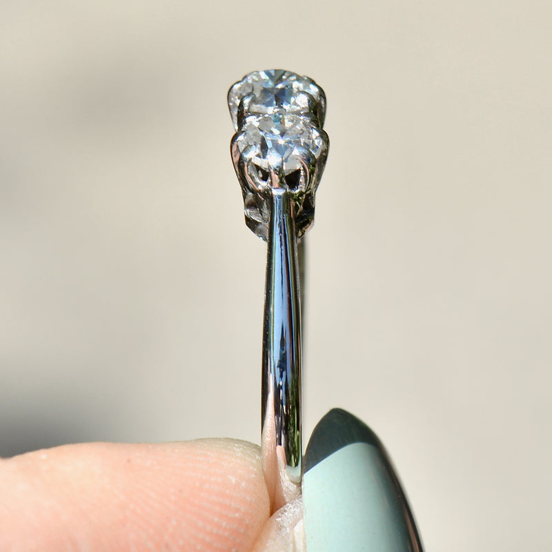 Vintage Toi et Moi Two-Stone Diamond Brilliant Cut 18ct White Gold Ring (0.55ct)