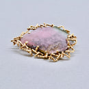 1970s Cropp & Farr Large Watermelon Tourmaline Brooch | 9ct Rose Gold Brutalist Statement Piece