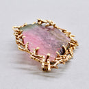 1970s Cropp & Farr Large Watermelon Tourmaline Brooch | 9ct Rose Gold Brutalist Statement Piece