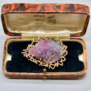 1970s Cropp & Farr Large Watermelon Tourmaline Brooch | 9ct Rose Gold Brutalist Statement Piece