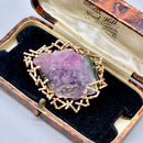 1970s Cropp & Farr Large Watermelon Tourmaline Brooch | 9ct Rose Gold Brutalist Statement Piece