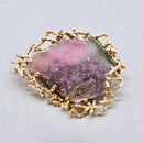 1970s Cropp & Farr Large Watermelon Tourmaline Brooch | 9ct Rose Gold Brutalist Statement Piece