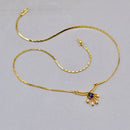 Vintage 1990s Blue Sapphire and Diamond Necklace in 9ct Yellow Gold – Egyptian Revival Inspired