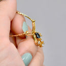 Vintage 1990s Blue Sapphire and Diamond Necklace in 9ct Yellow Gold – Egyptian Revival Inspired