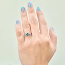 Vintage Aquamarine and Baguette Diamond Platinum Ring