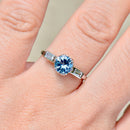 Vintage Aquamarine and Baguette Diamond Platinum Ring