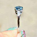 Vintage Aquamarine and Baguette Diamond Platinum Ring