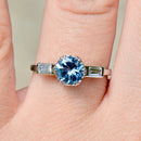 Vintage Aquamarine and Baguette Diamond Platinum Ring