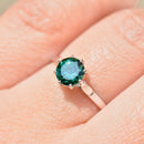 Vintage 1970s Teal Tourmaline 18ct White Gold Solitaire Ring (0.90ct)