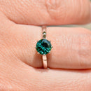 Vintage 1970s Teal Tourmaline 18ct White Gold Solitaire Ring (0.90ct)