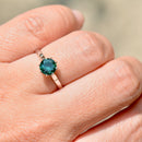 Vintage 1970s Teal Tourmaline 18ct White Gold Solitaire Ring (0.90ct)