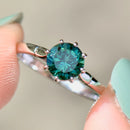 Vintage 1970s Teal Tourmaline 18ct White Gold Solitaire Ring (0.90ct)