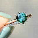 Vintage 1970s Teal Tourmaline 18ct White Gold Solitaire Ring (0.90ct)
