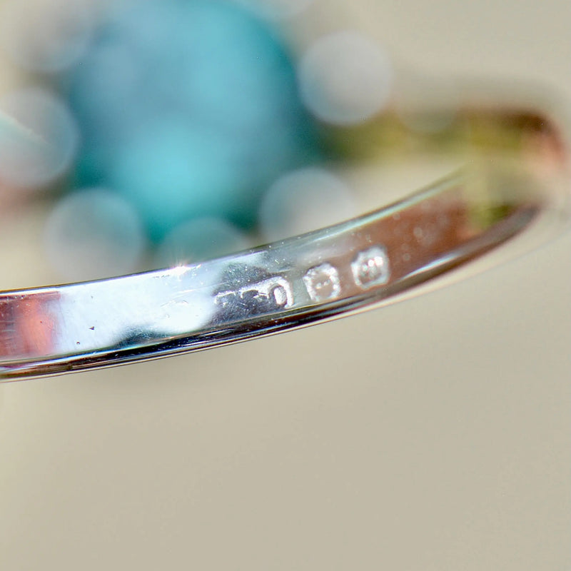 Vintage 1970s Teal Tourmaline 18ct White Gold Solitaire Ring (0.90ct)