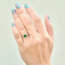 Vintage 1960s Emerald and Diamond 18ct White Gold Five-Stone Ring (0.31ct)