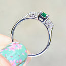 Vintage 1960s Emerald and Diamond 18ct White Gold Five-Stone Ring (0.31ct)