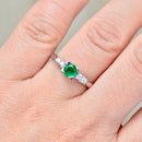 Vintage 1960s Emerald and Diamond 18ct White Gold Five-Stone Ring (0.31ct)