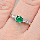 Vintage 1960s Emerald and Diamond 18ct White Gold Five-Stone Ring (0.31ct)