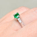 Vintage 1960s Emerald and Diamond 18ct White Gold Five-Stone Ring (0.31ct)