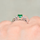 Vintage 1960s Emerald and Diamond 18ct White Gold Five-Stone Ring (0.31ct)