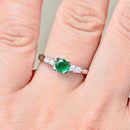 Vintage 1960s Emerald and Diamond 18ct White Gold Five-Stone Ring (0.31ct)