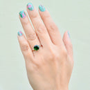 Vintage 1960s Forest Green Tourmaline 18ct White Gold Solitaire Ring (1.90cts)