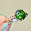 Vintage 1960s Forest Green Tourmaline 18ct White Gold Solitaire Ring (1.90cts)