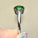Vintage 1960s Forest Green Tourmaline 18ct White Gold Solitaire Ring (1.90cts)