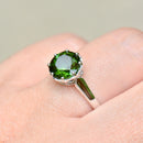 Vintage 1960s Forest Green Tourmaline 18ct White Gold Solitaire Ring (1.90cts)