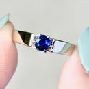 Vintage 1970s Blue Sapphire 18ct White Gold Solitaire Ring