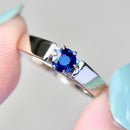 Vintage 1970s Blue Sapphire 18ct White Gold Solitaire Ring