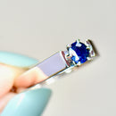 Vintage 1970s Blue Sapphire 18ct White Gold Solitaire Ring