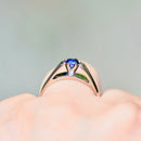 Vintage 1970s Blue Sapphire 18ct White Gold Solitaire Ring