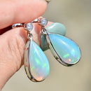 Large Jelly Opal and Diamond Platinum Bezel Set Drop Earrings (11.50cts)