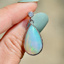 Large Jelly Opal and Diamond Platinum Bezel Set Drop Earrings (11.50cts)