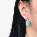 Large Jelly Opal and Diamond Platinum Bezel Set Drop Earrings (11.50cts)