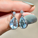 Aquamarine and Diamond Platinum Bezel Set Drop Earrings (7.0cts)