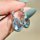 Aquamarine and Diamond Platinum Bezel Set Drop Earrings (7.0cts)