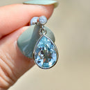 Aquamarine and Diamond Platinum Bezel Set Drop Earrings (7.0cts)