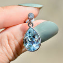 Aquamarine and Diamond Platinum Bezel Set Drop Earrings (7.0cts)