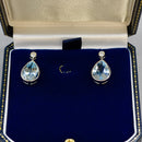 Aquamarine and Diamond Platinum Bezel Set Drop Earrings (7.0cts)
