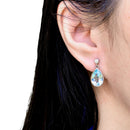 Aquamarine and Diamond Platinum Bezel Set Drop Earrings (7.0cts)